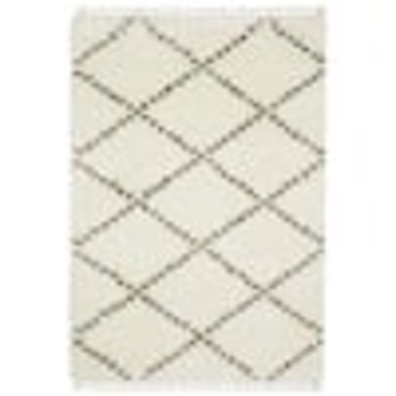 AVERLEY HOME Avalon Ivory/Multi-Colored 5 ft. x 8 ft. Trellis Geometric Diamond Polypropylene Shag Tassel Indoor Area Rug 713276