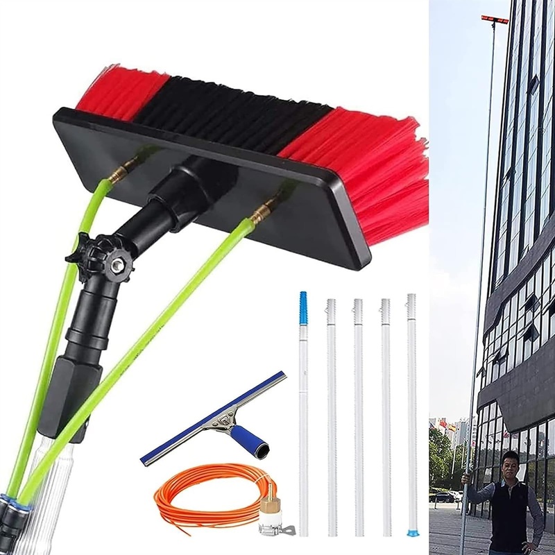 Window Cleaning Pole Outdoor Water Fed Telescopic 2 in 1 Brush Conservatory Roof Extendable Cleaner (Color : 50cm Brush Size : 12M Pole) (30cm Brush 8M Pole)